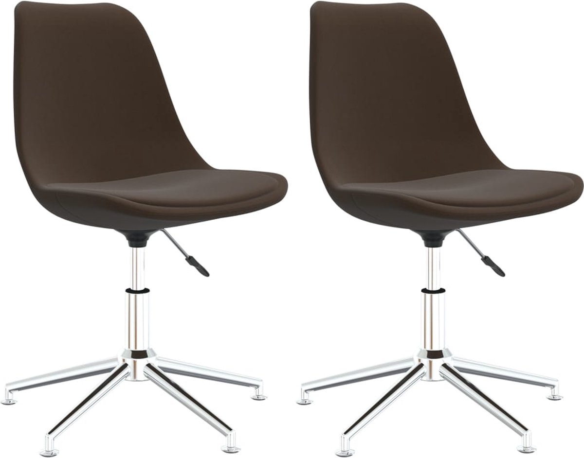 Vidaxl Eetkamerstoelen Draaibaar 2 St Stof Donker - Bruin