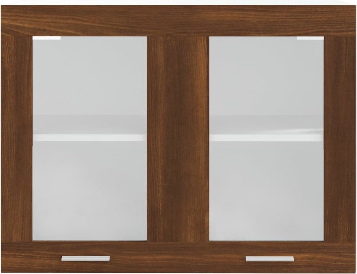 Vidaxl Wandkast Hangend 80x31x60 Cm Glas En Bewerkt Houteiken - Bruin
