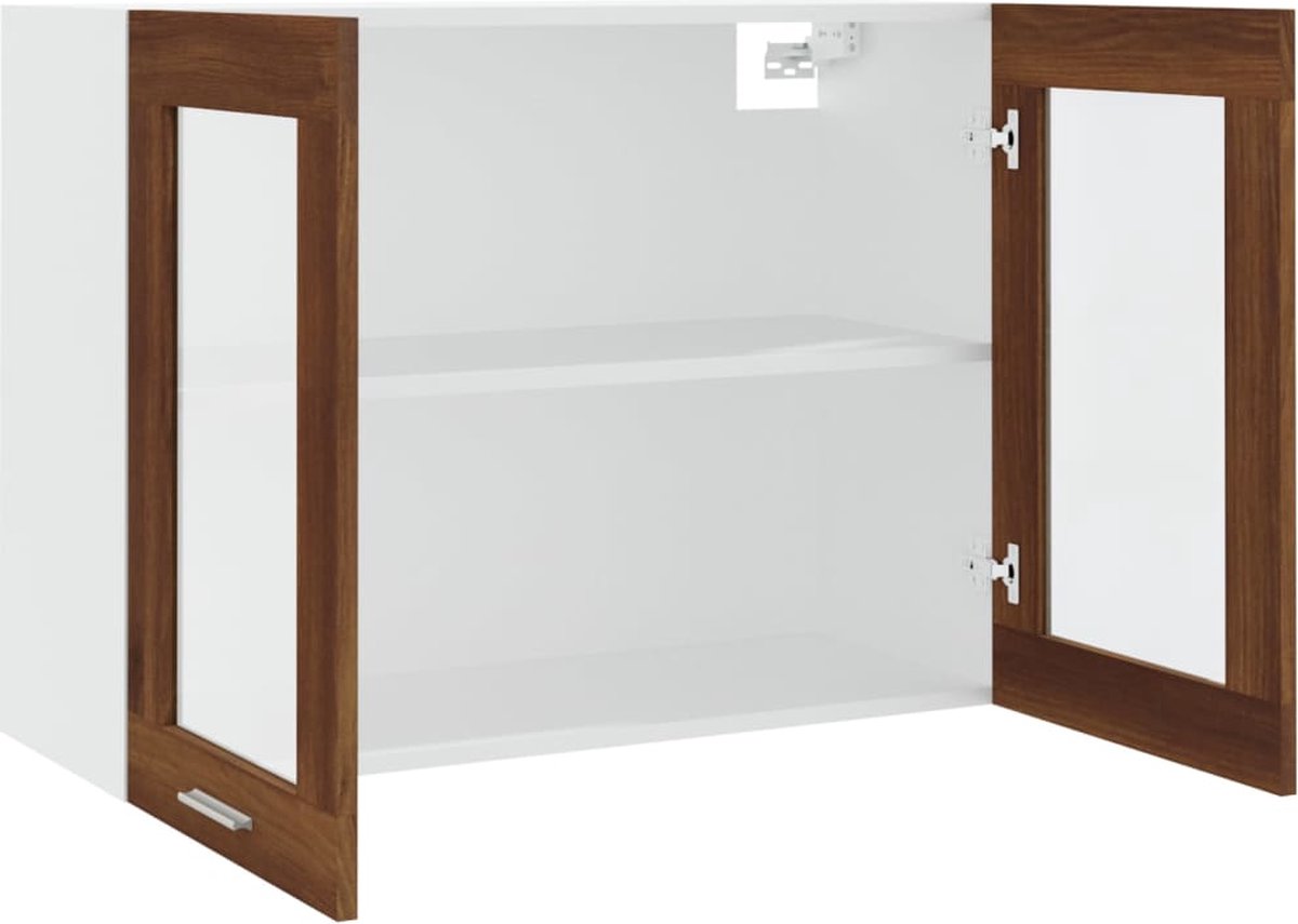 Vidaxl Wandkast Hangend 80x31x60 Cm Glas En Bewerkt Houteiken - Bruin