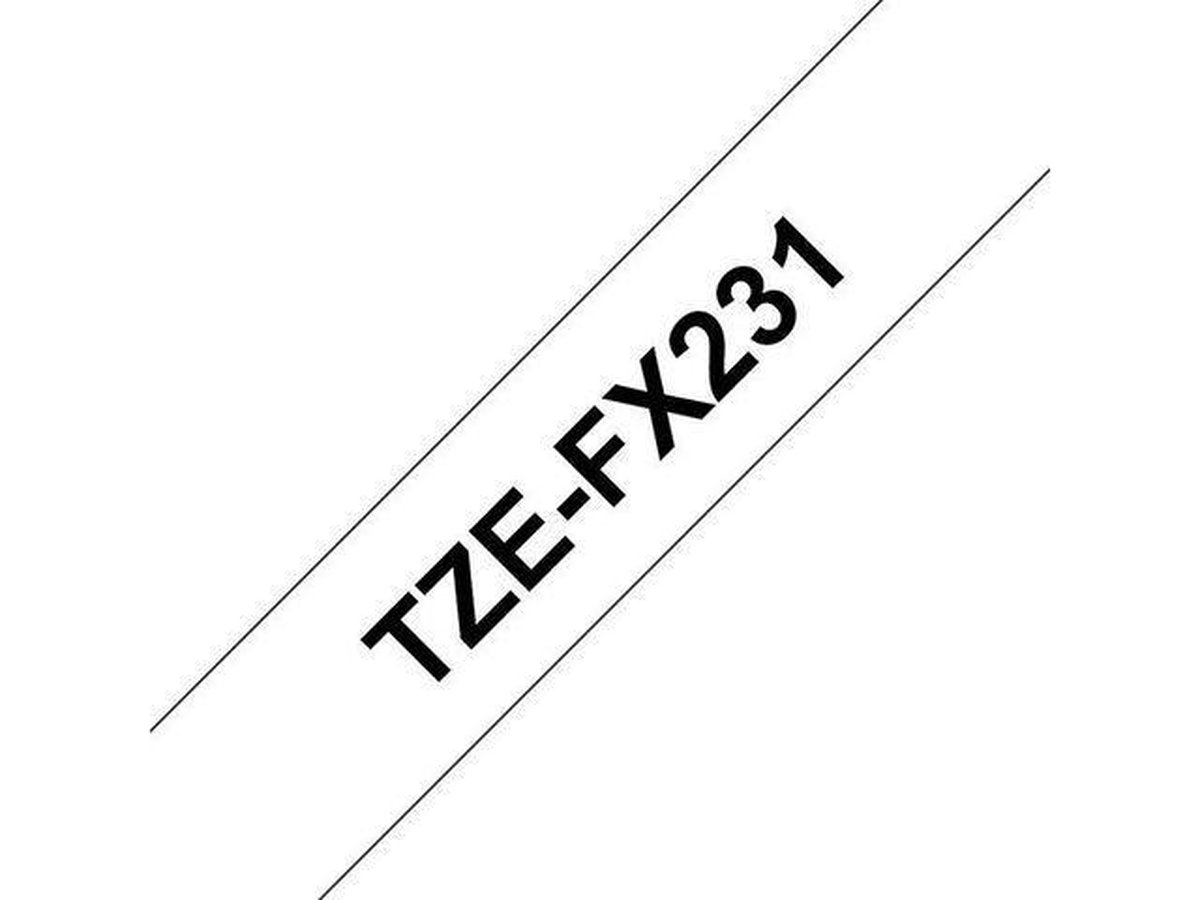 Brother TZe-FX231 op Wit (12 mm x 8m) - Zwart