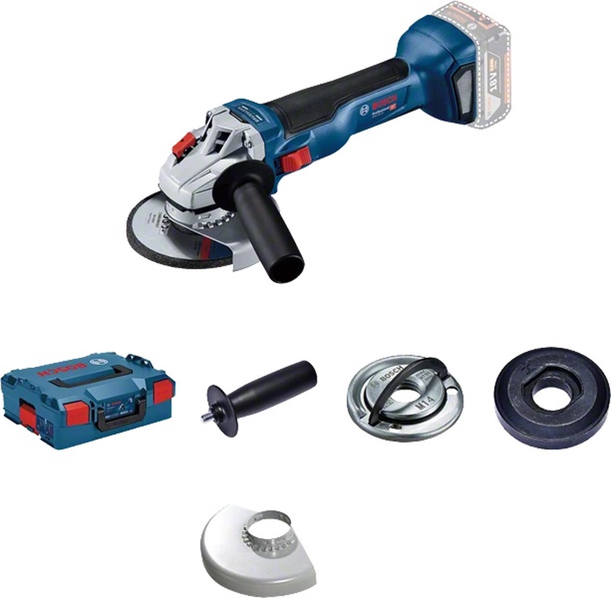 Bosch GWS 18V-10 Professional | Accu Haakse Slijper - zonder accu&apos;s en lader in L-boxx