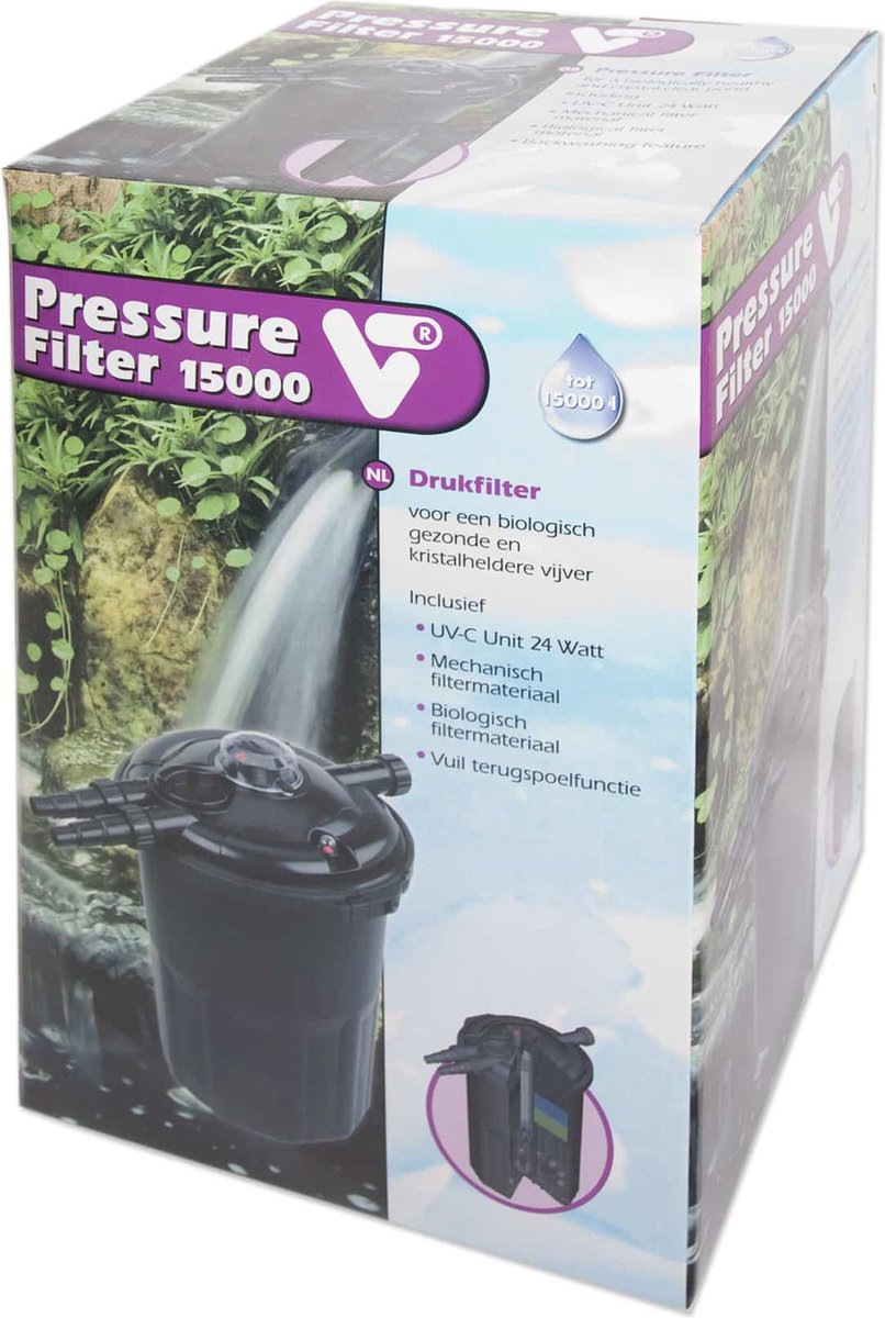 Velda Pressure Filter 15000 + 24 W Uv-C Tot 15.000 Liter Vijver | - Zwart