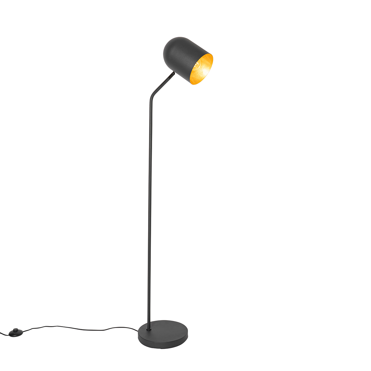 QAZQA Moderne vloerlamp met goud - Morik - Zwart