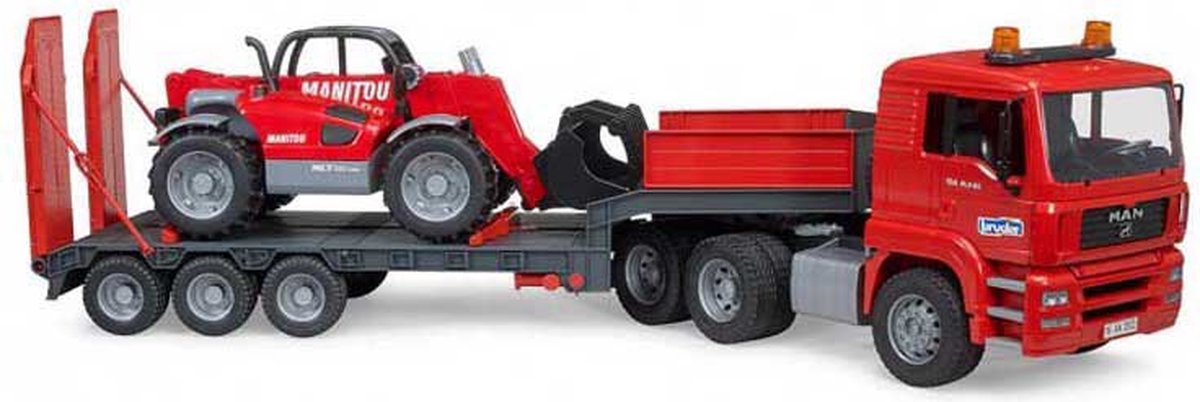 Bruder MAN TGA Tiefl. m Manitou Teleskop - Rood