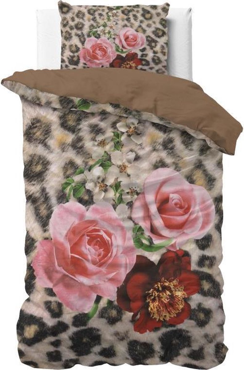 Pure Floral Panther Brown Dekbedovertrek 1-persoons (140 x 220 cm + 1 kussensloop) Dekbedovertrek - Bruin