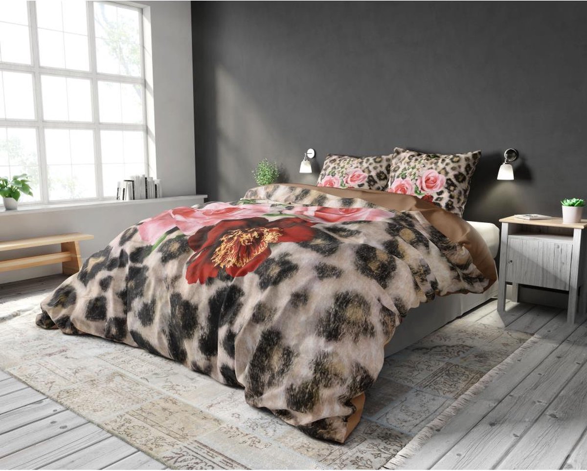 Pure Floral Panther Brown Dekbedovertrek 1-persoons (140 x 220 cm + 1 kussensloop) Dekbedovertrek - Bruin