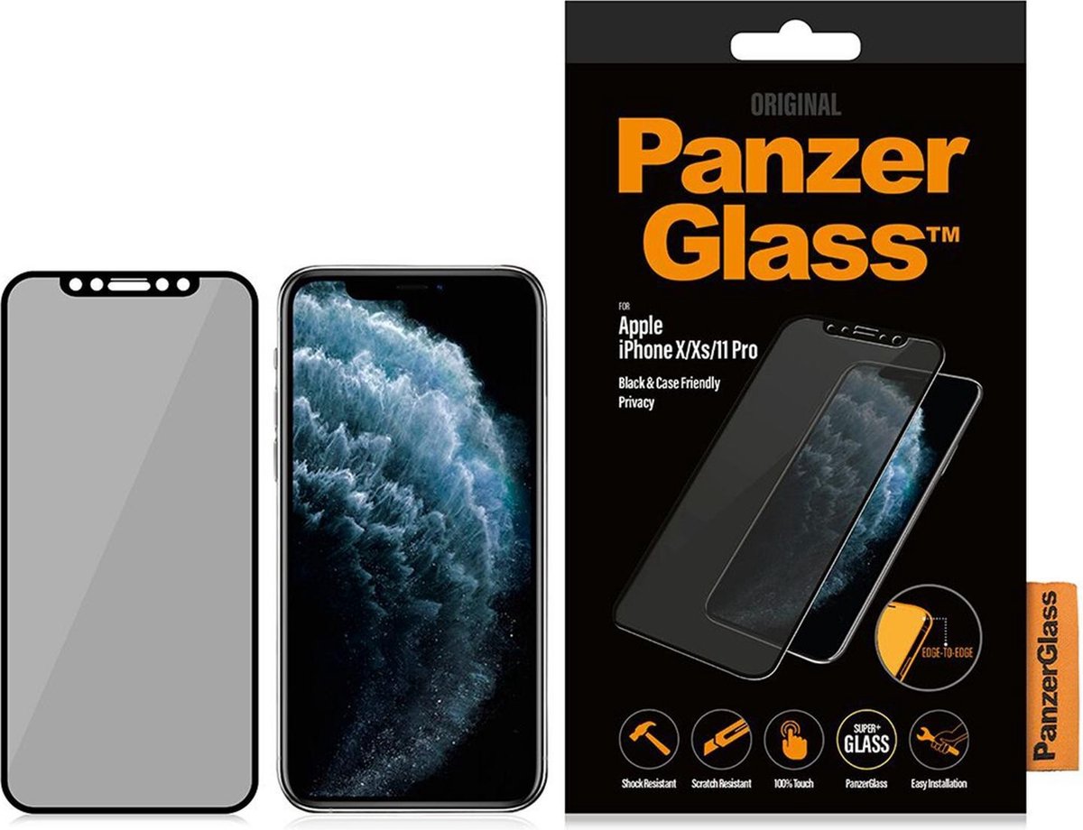 PanzerGlass e Privacy Black Friendly Case voor Apple iPhone X/Xs/11 Pro - Zwart