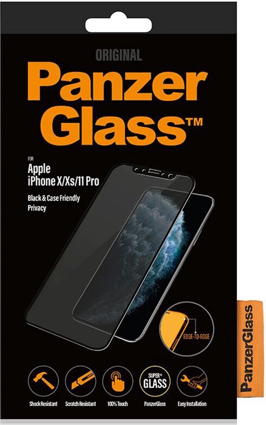 PanzerGlass e Privacy Black Friendly Case voor Apple iPhone X/Xs/11 Pro - Zwart