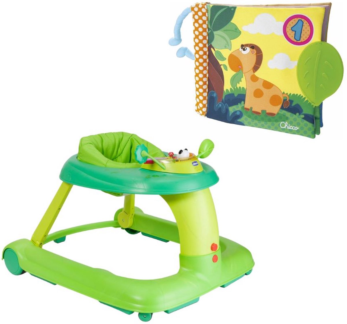 Chicco Bundel - 123 Loopstoel & Babyboekje Junior - Groen