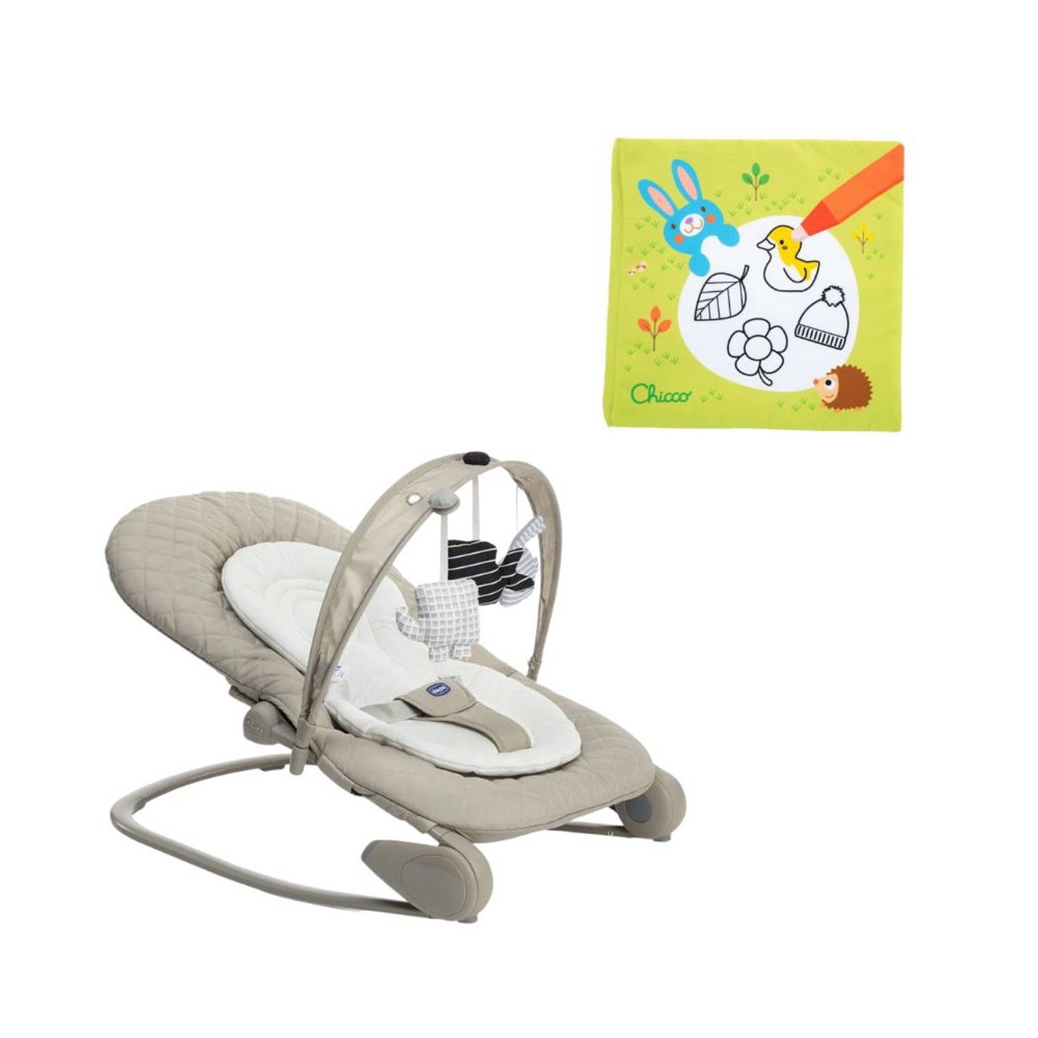 Chicco Bundel - Wipstoel - Relax Hoopla - Champagne & Babyboekje - Kleuren Met Water - Seizoenen - Bruin