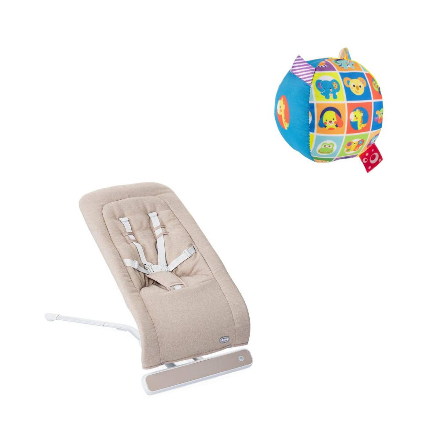 Chicco Bundel - Wipstoel - Relax Rhythm &apos;N&apos; Sound - Sand & Bal Met Rammelgeluid - Bruin