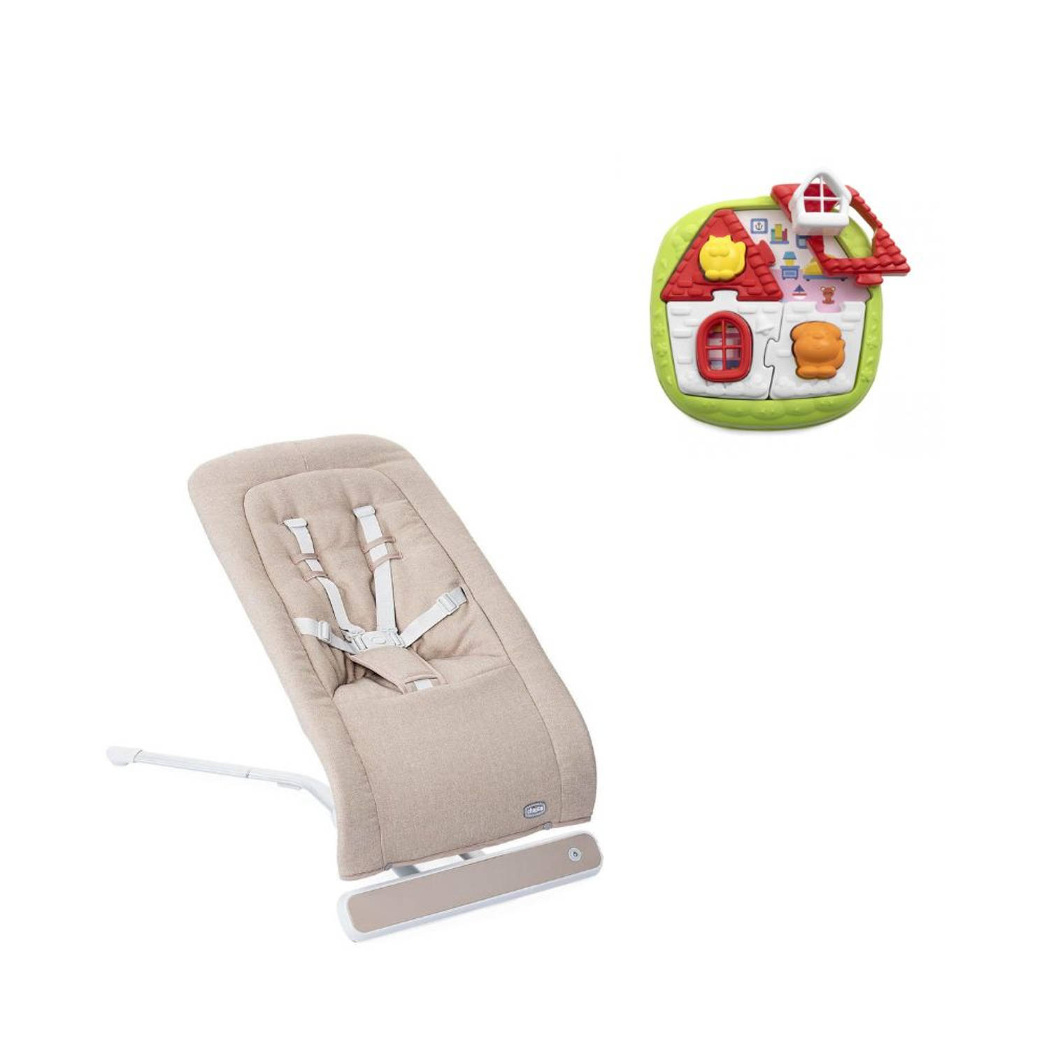 Chicco Bundel - Wipstoel - Relax Rhythm &apos;N&apos; Sound - Sand & Puzzel - 2-in-1 Huispuzzel - Bruin