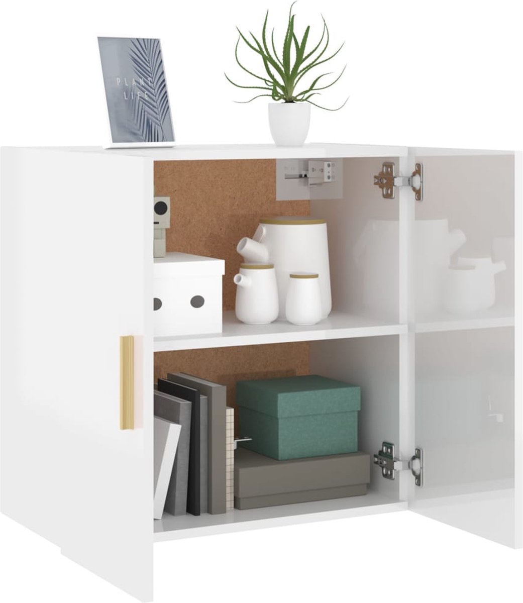 Vidaxl Wandkast 60x30x60 Cm Bewerkt Hout Hoogglans Wit - Grijs
