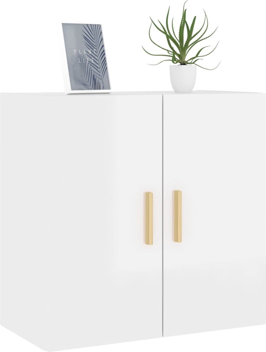 Vidaxl Wandkast 60x30x60 Cm Bewerkt Hout Hoogglans Wit - Grijs