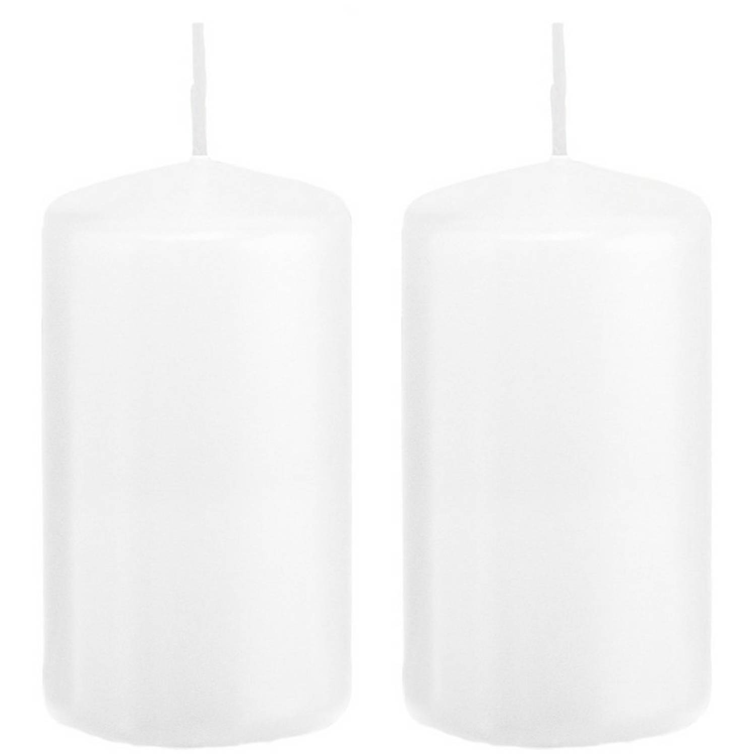 Trend Candles 2x Stuks Luxe Stompkaars/cilinderkaars - 6x12 Cm - 40 Branduur - Ivoor Wit - Stompkaarsen