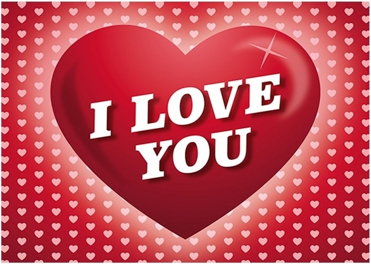 Heunec Pluche Knuffel Valentijn I Love You Beertje 25cm Met Hartjes Wenskaart - Knuffelberen