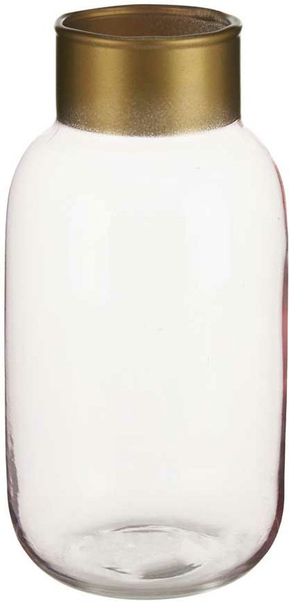 Giftdecor Bloemenvazen 2x Stuks - Luxe Decoratie Glas - Roze/goud - 12 X 24 Cm - Vazen