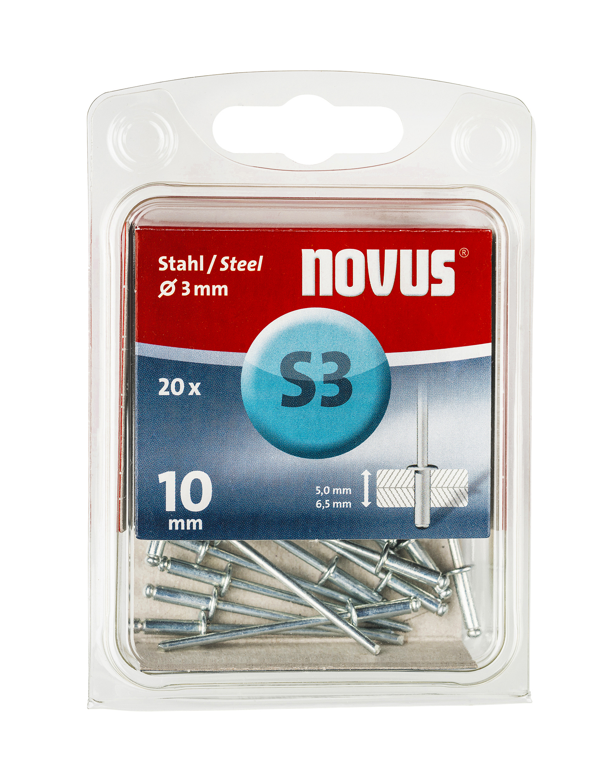 Novus Blindklinknagel S3 X 10mm, Staal S3 | 20 stuks - 045-0034