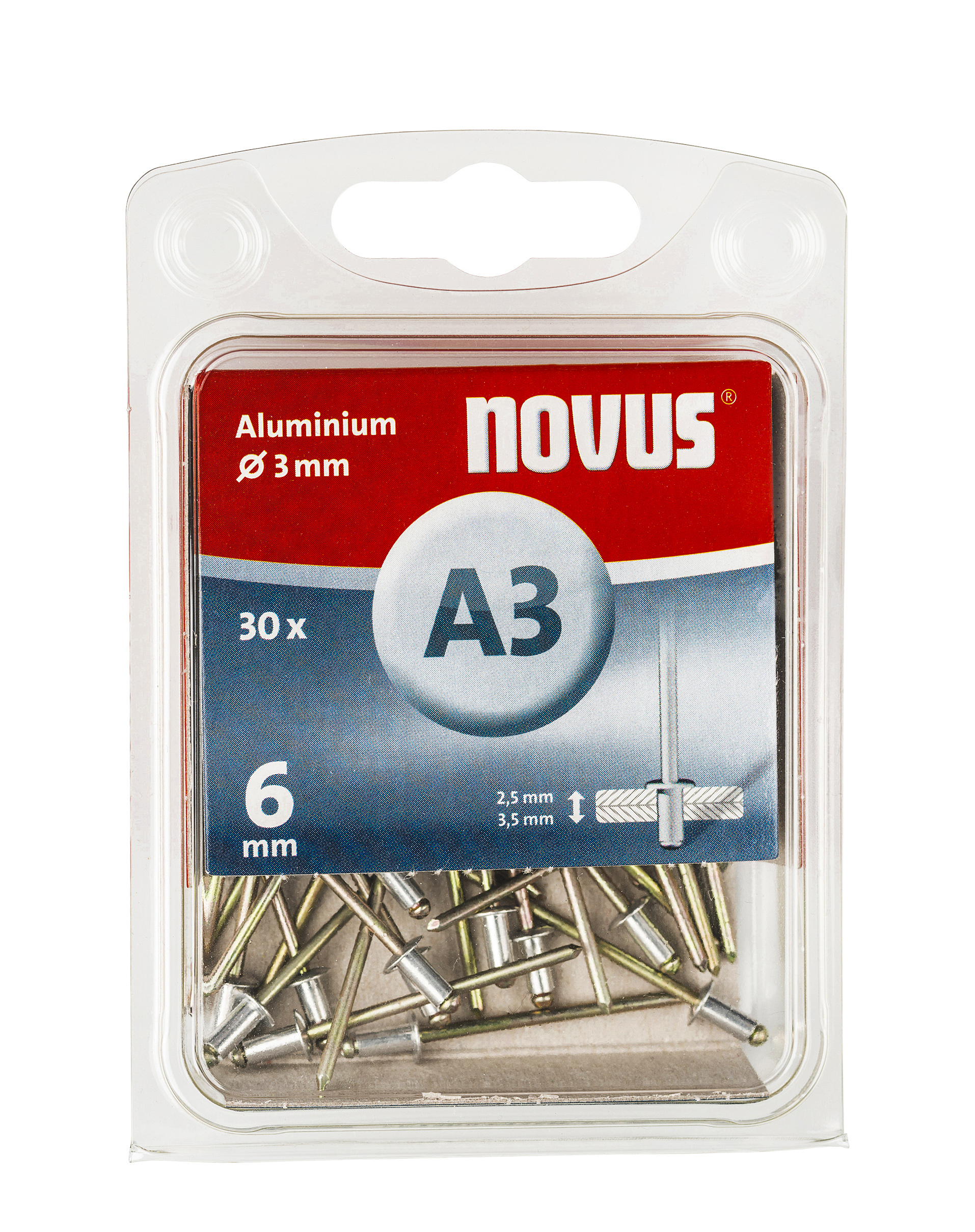 Novus Blindklinknagel A3 X 6mm | Alu SB | 30 stuks - 045-0020