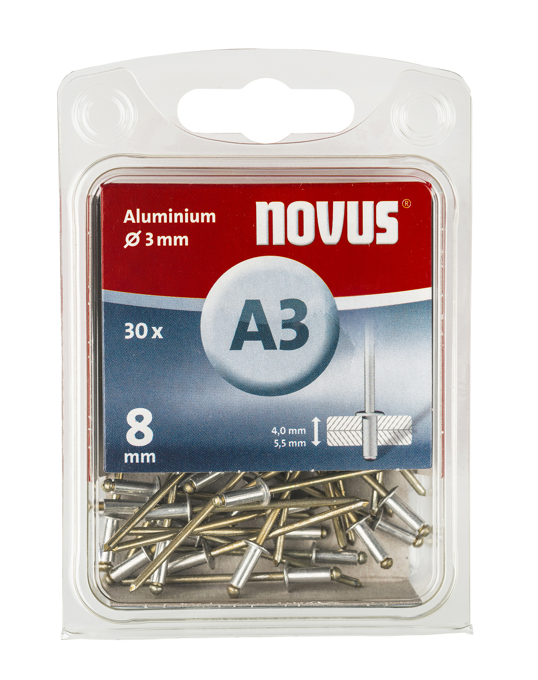 Novus Blindklinknagel A3 X 8mm | Alu SB | 30 stuks - 045-0021