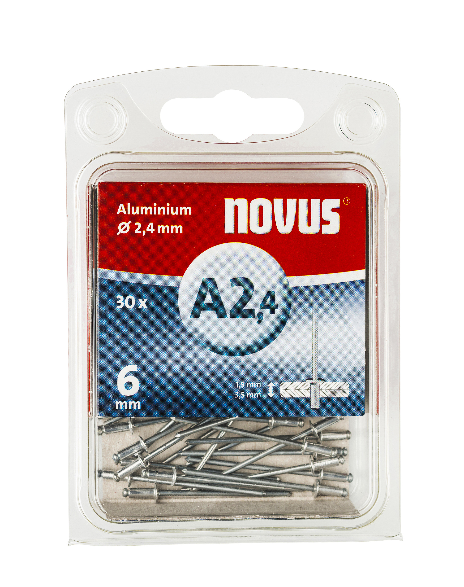 Novus Blindklinknagel A2,4 X 6mm | Alu SB | 30 stuks - 045-0019