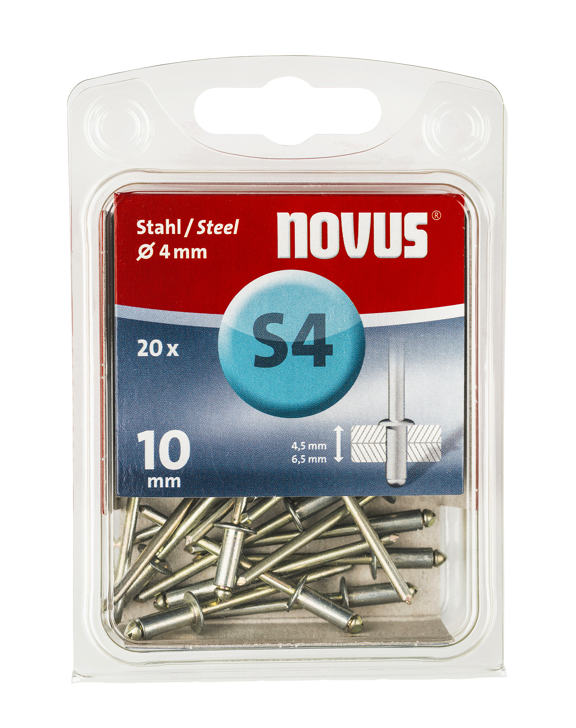 Novus Blindklinknagel S4 X 10mm, Staal S4 | 20 stuks - 045-0036