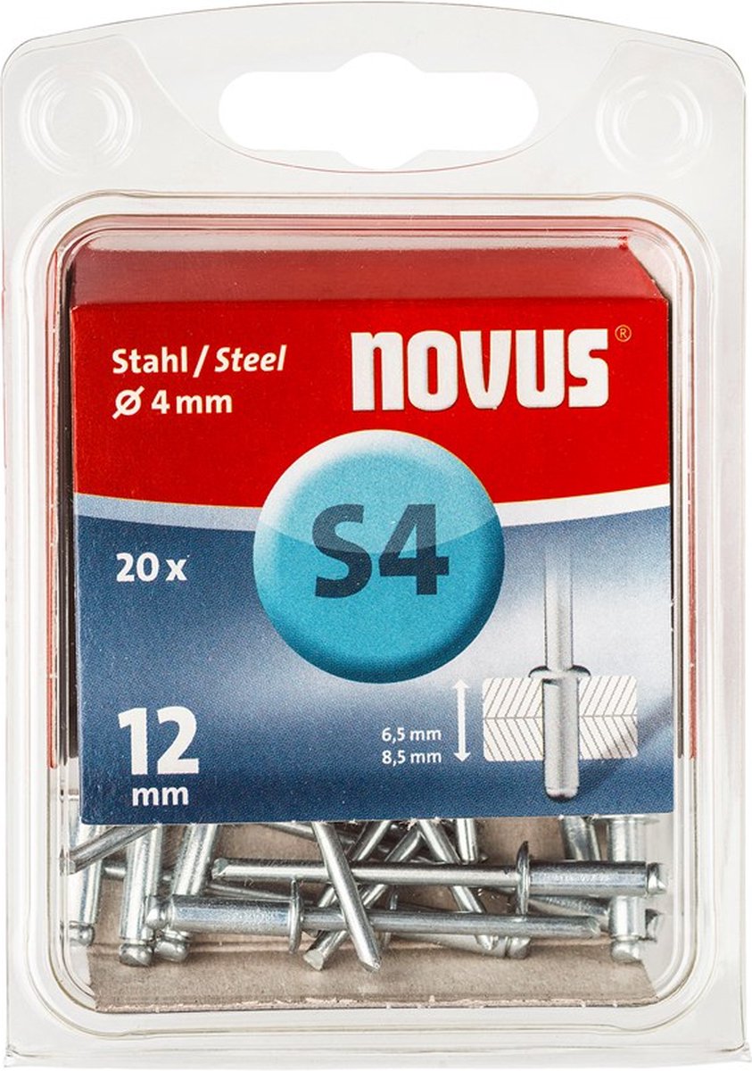 Novus Blindklinknagel S4 X 12mm, Staal S4 | 20 stuks - 045-0037