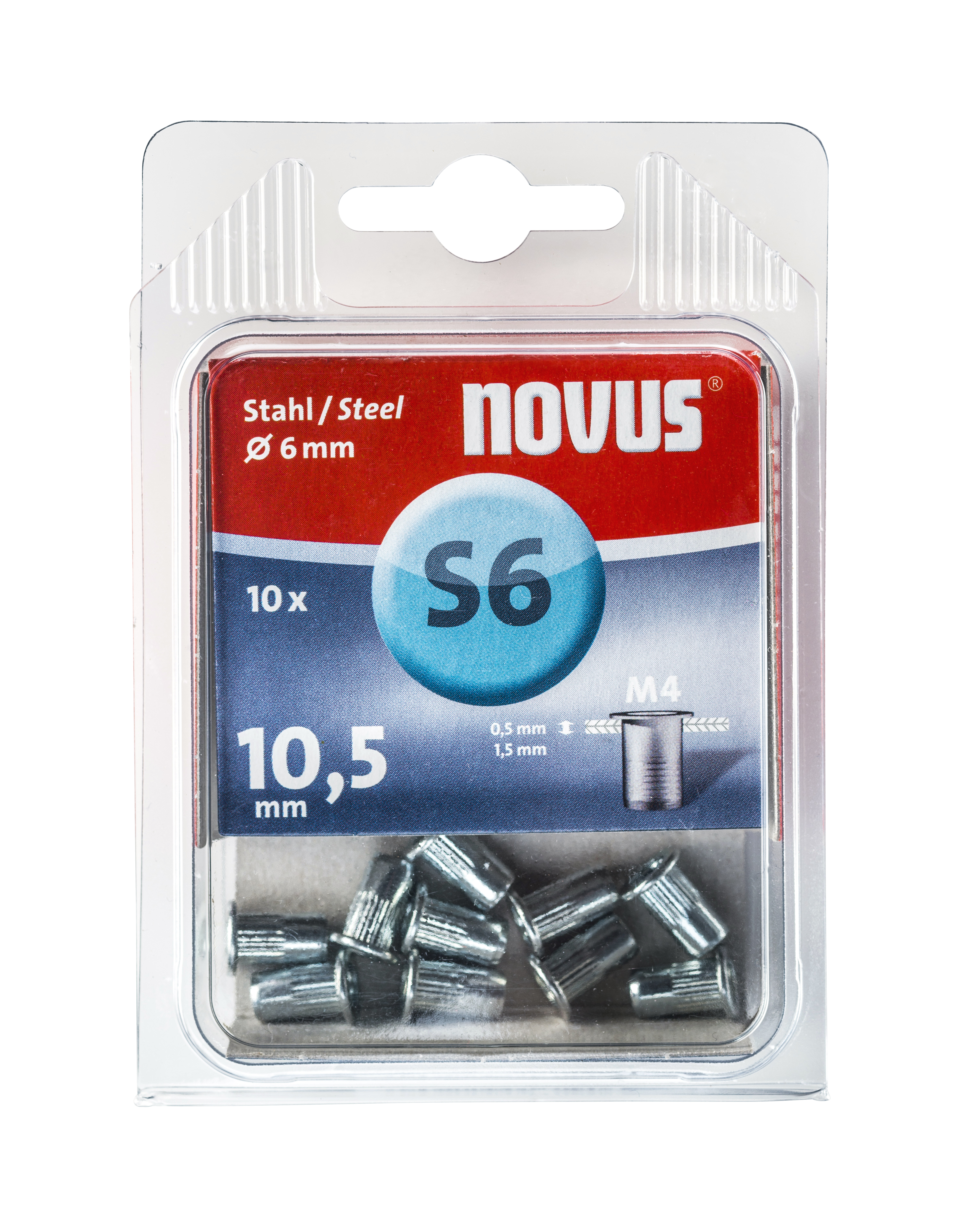 Novus Blindklinkmoer M4 X 10,5mm, Staal | 10 stuks - 045-0044