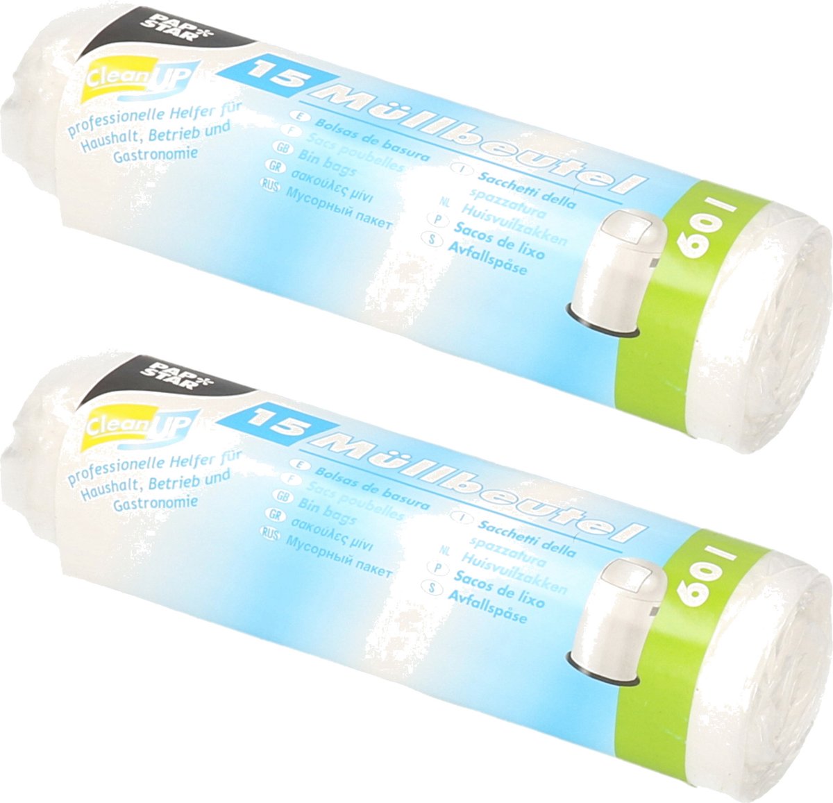 Papstar 30x Stuks Afvalzakken/vuilniszakken - 60 Liter - Transparant - Prullenbak Zakken - Vuilniszakken