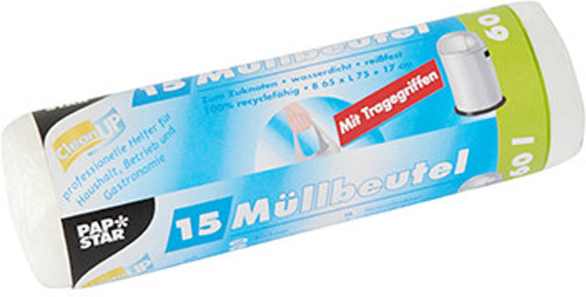 Papstar 30x Stuks Afvalzakken/vuilniszakken - 60 Liter - Transparant - Prullenbak Zakken - Vuilniszakken