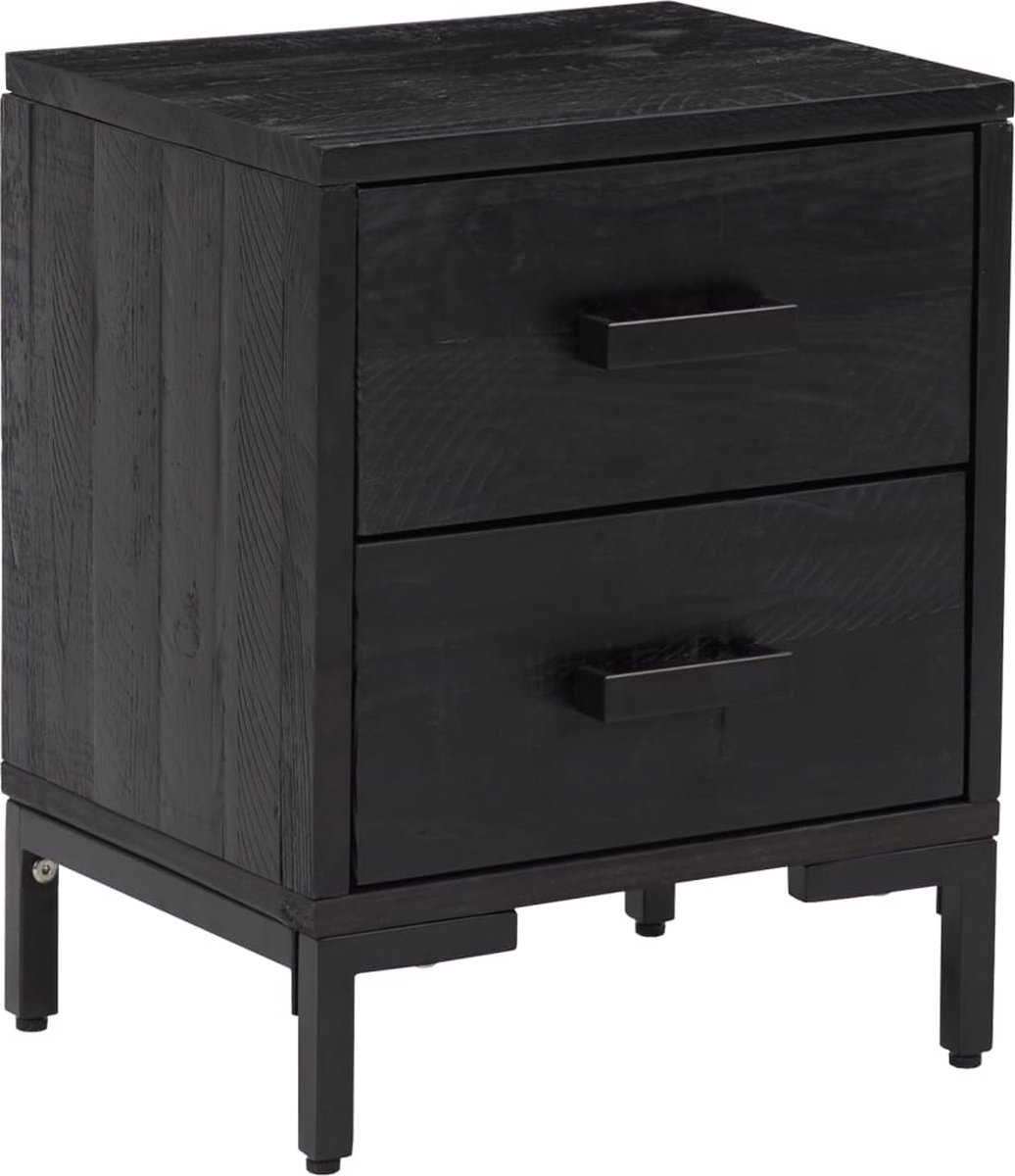 Vidaxl Nachtkastjes 2 St 36x30x45 Cm Massief Grenenhout - Zwart
