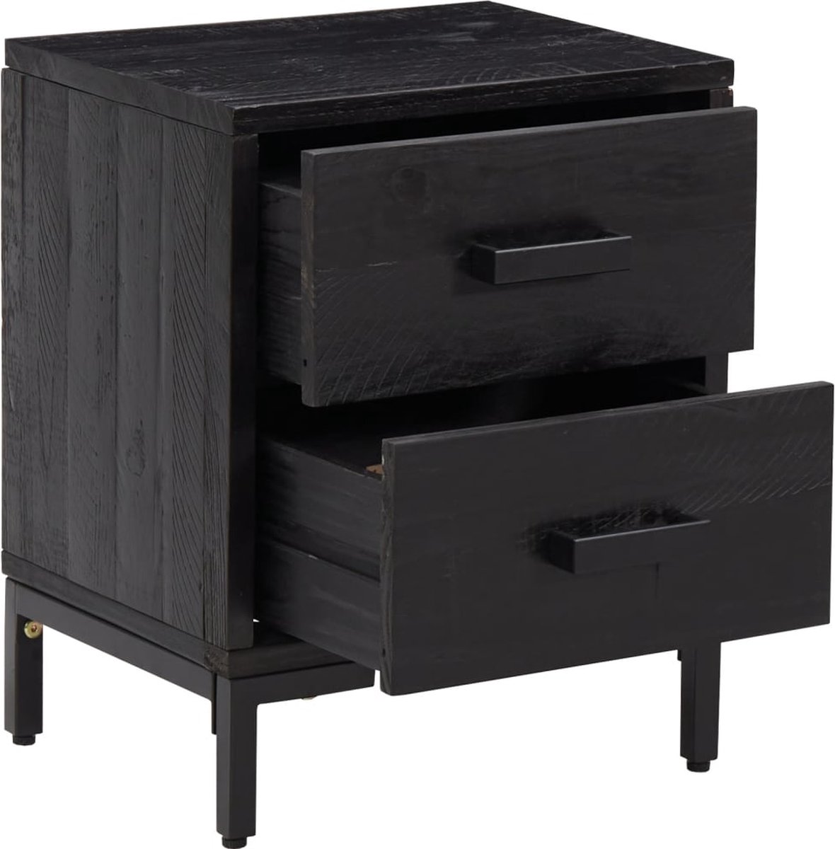 Vidaxl Nachtkastjes 2 St 36x30x45 Cm Massief Grenenhout - Zwart