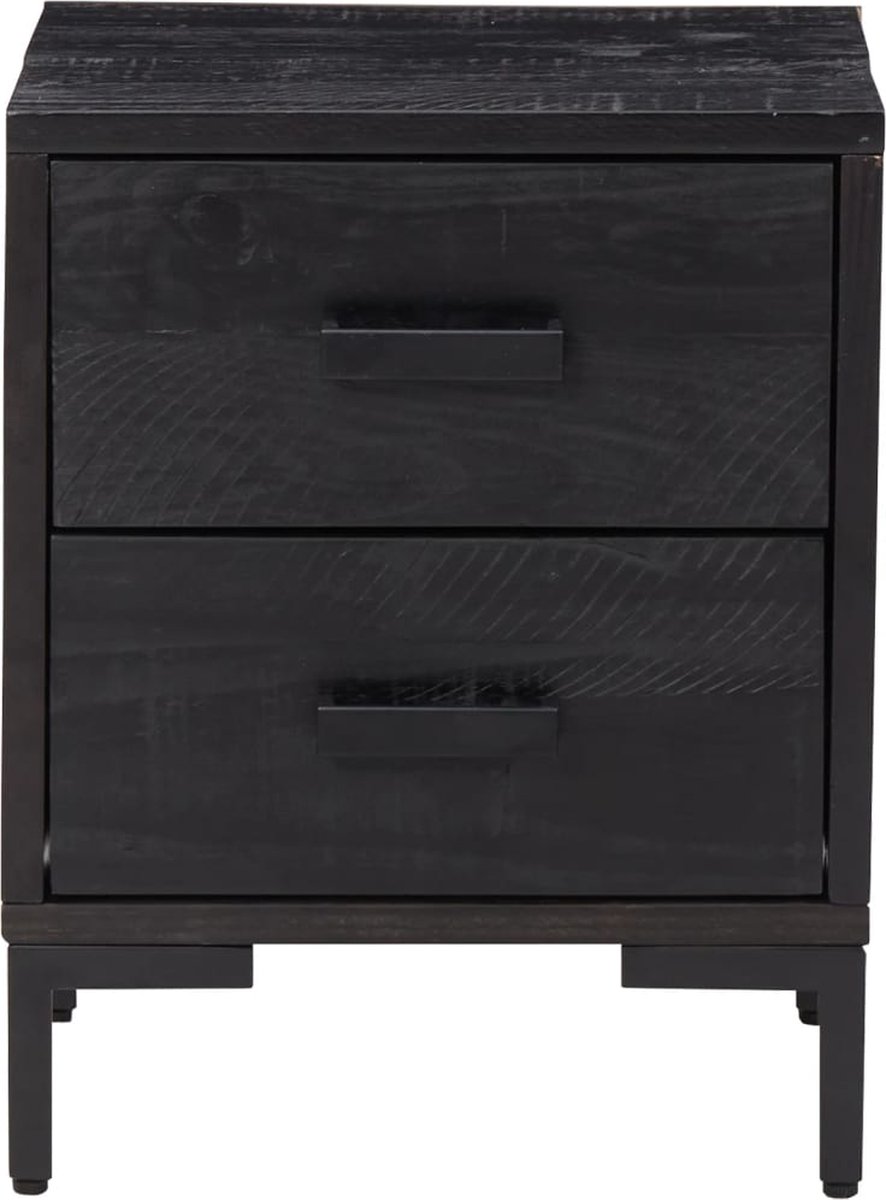 Vidaxl Nachtkastjes 2 St 36x30x45 Cm Massief Grenenhout - Zwart