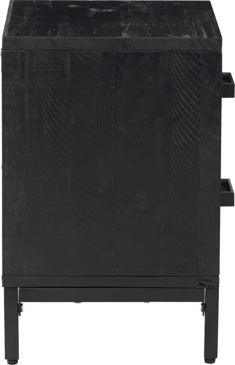 Vidaxl Nachtkastjes 2 St 36x30x45 Cm Massief Grenenhout - Zwart