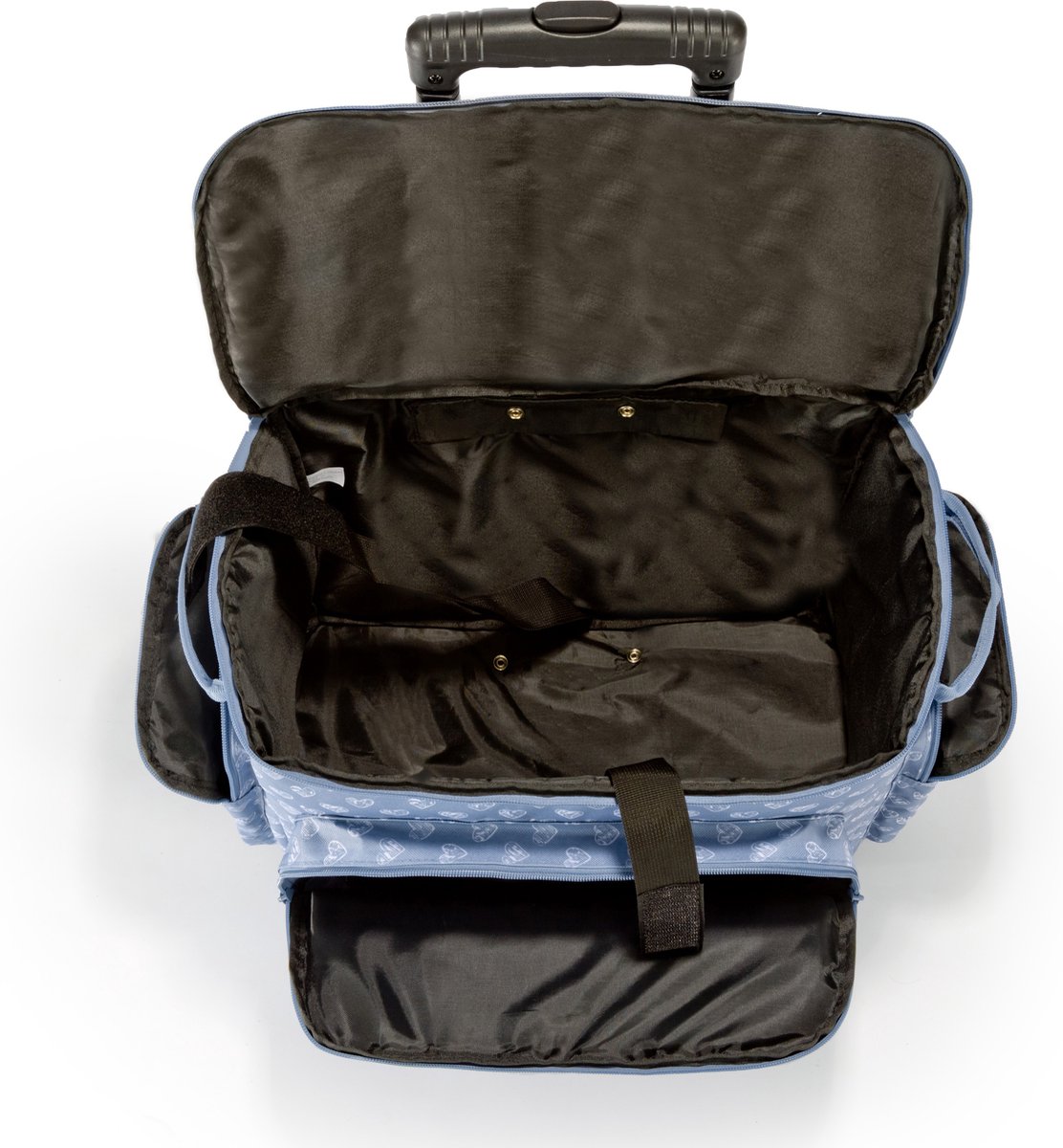 Clarie Naaimachinetrolley Hartjes/blauw/wit - Zwart