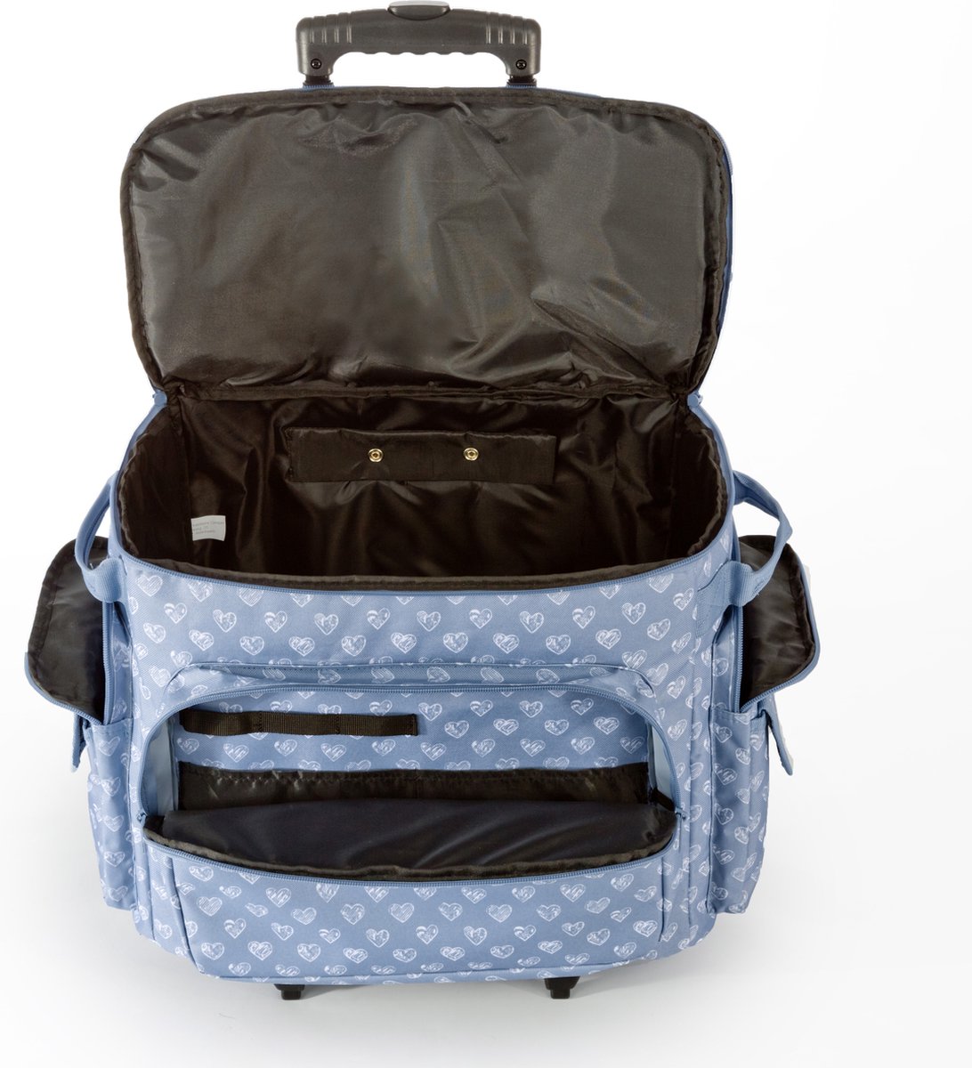 Clarie Naaimachinetrolley Hartjes/blauw/wit - Zwart