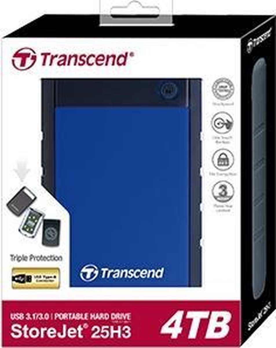 Transcend StoreJet 25H3 externe harde schijf 4000 GB, Navy - Blauw