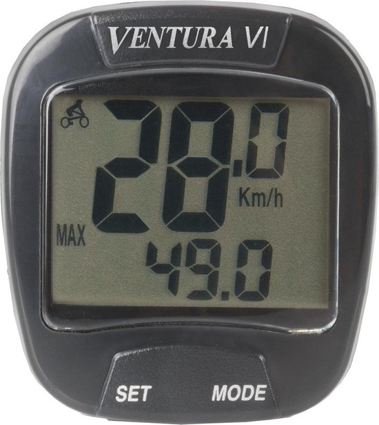 Ventura fietscomputer VI 6 functies - Zwart