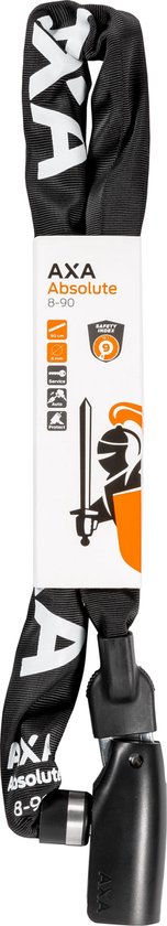 AXA kettingslot Absolute 8 mm x 90 cm staal/polyester - Zwart
