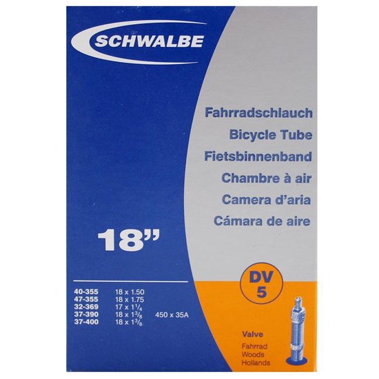 Schwalbe binnenband 18 x 1 1/4 / 1.75 (40/47 355/400) DV5 35 mm - Zwart