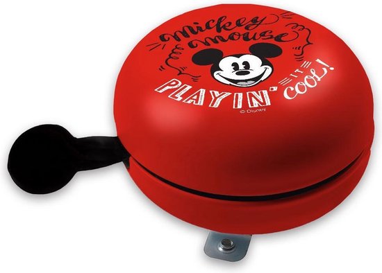 Disney fietsbel Mickey Mouse Retro junior 80 mm staal - Rood