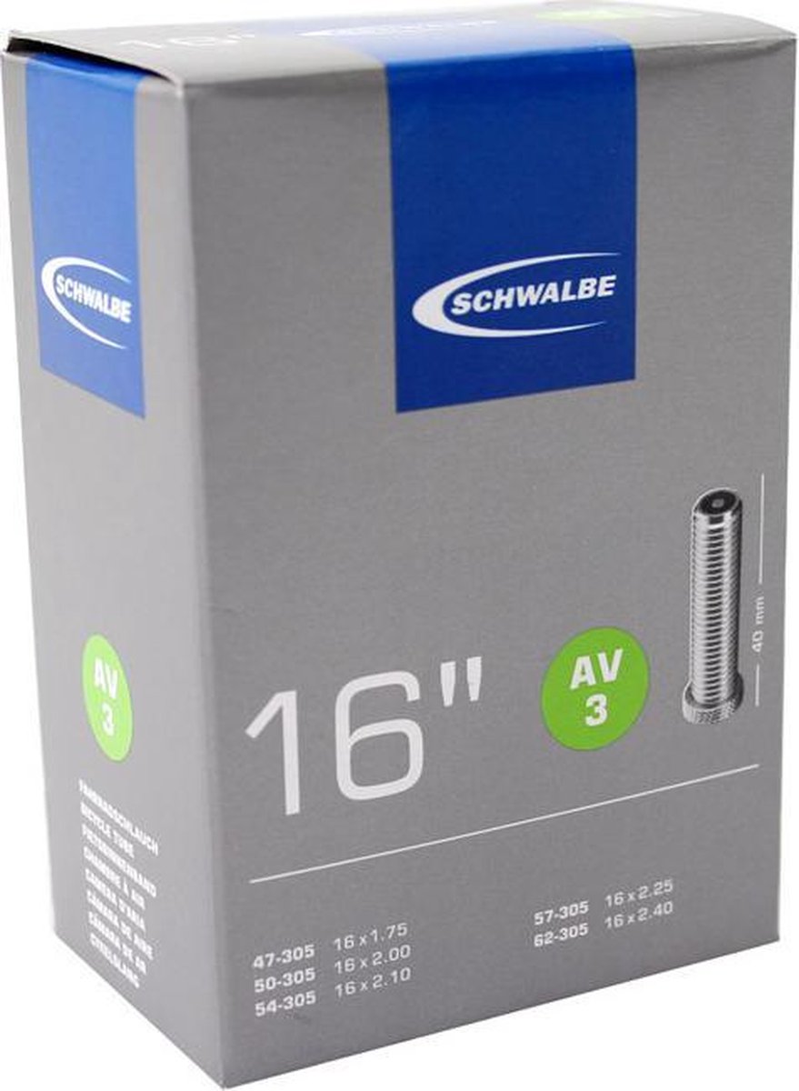 Schwalbe binnenband 16 inch (47/62 305) AV 40 mm - Zwart