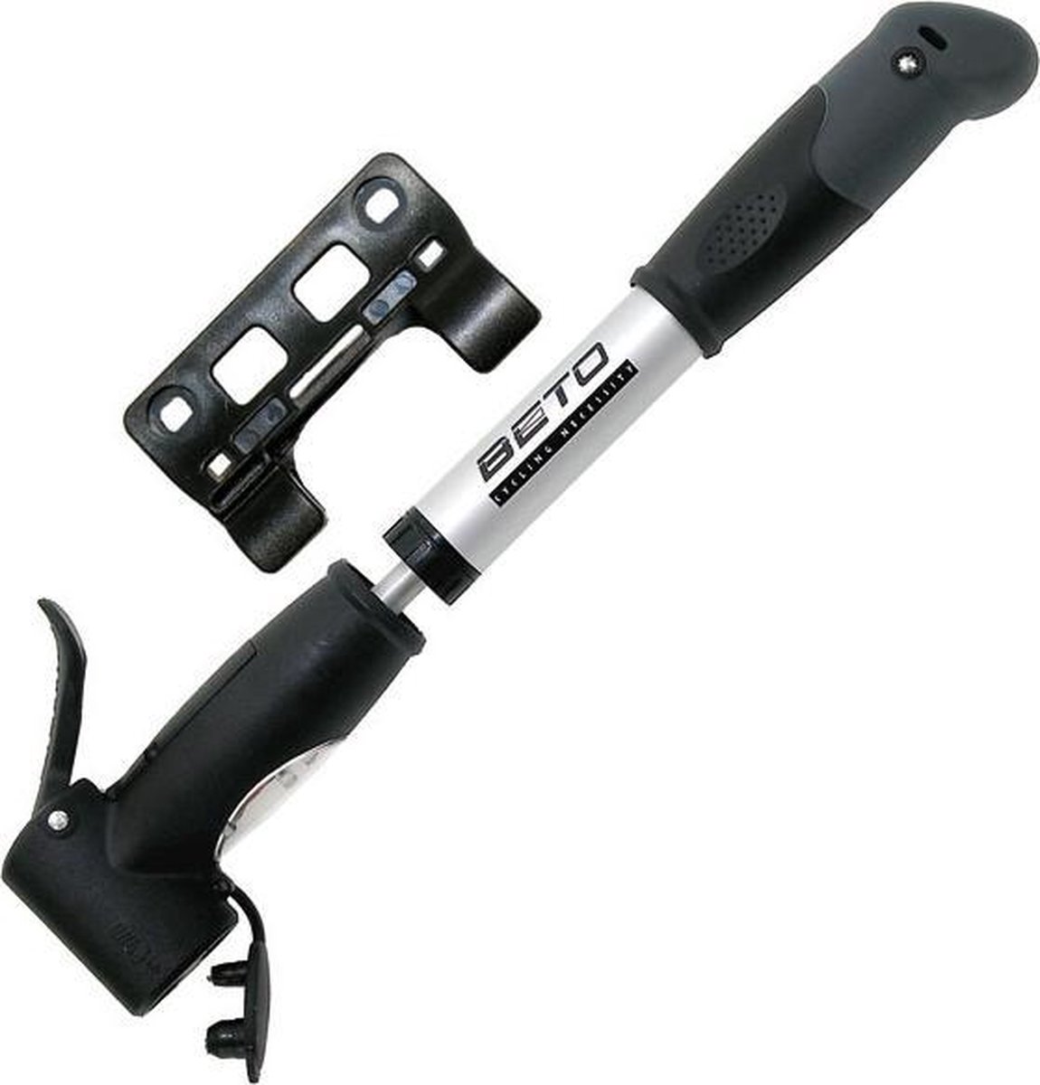 Beto Fietspomp Mini Dubbel Kopstuk Aluminium 8,5 Bar - Grijs