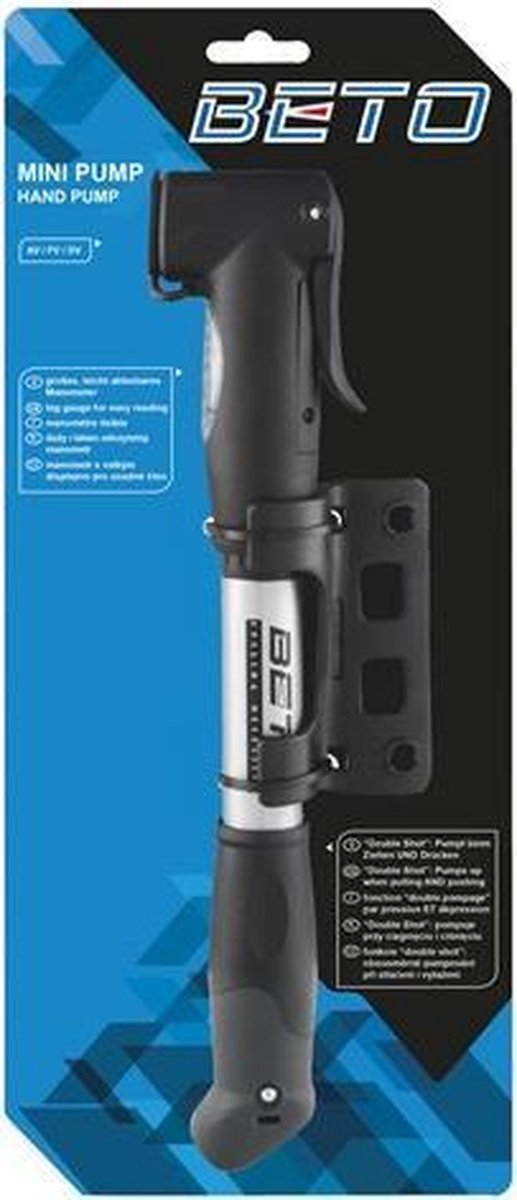 Beto Fietspomp Mini Dubbel Kopstuk Aluminium 8,5 Bar - Grijs