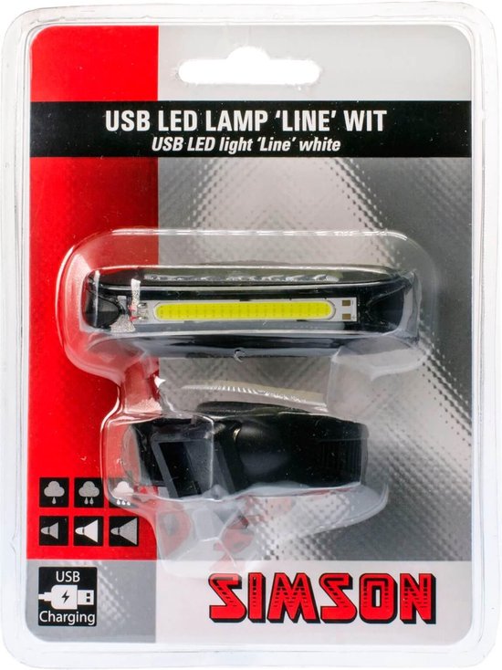 Simson koplamp Line USB led oplaadbaar - Zwart