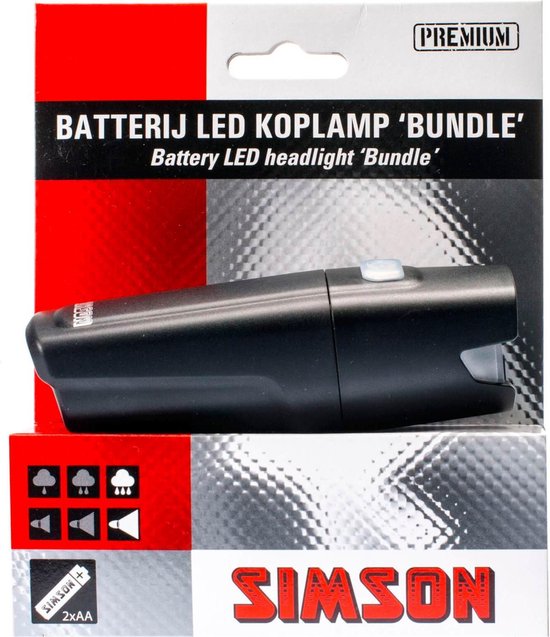 Simson koplamp Bundle led batterij - Zwart