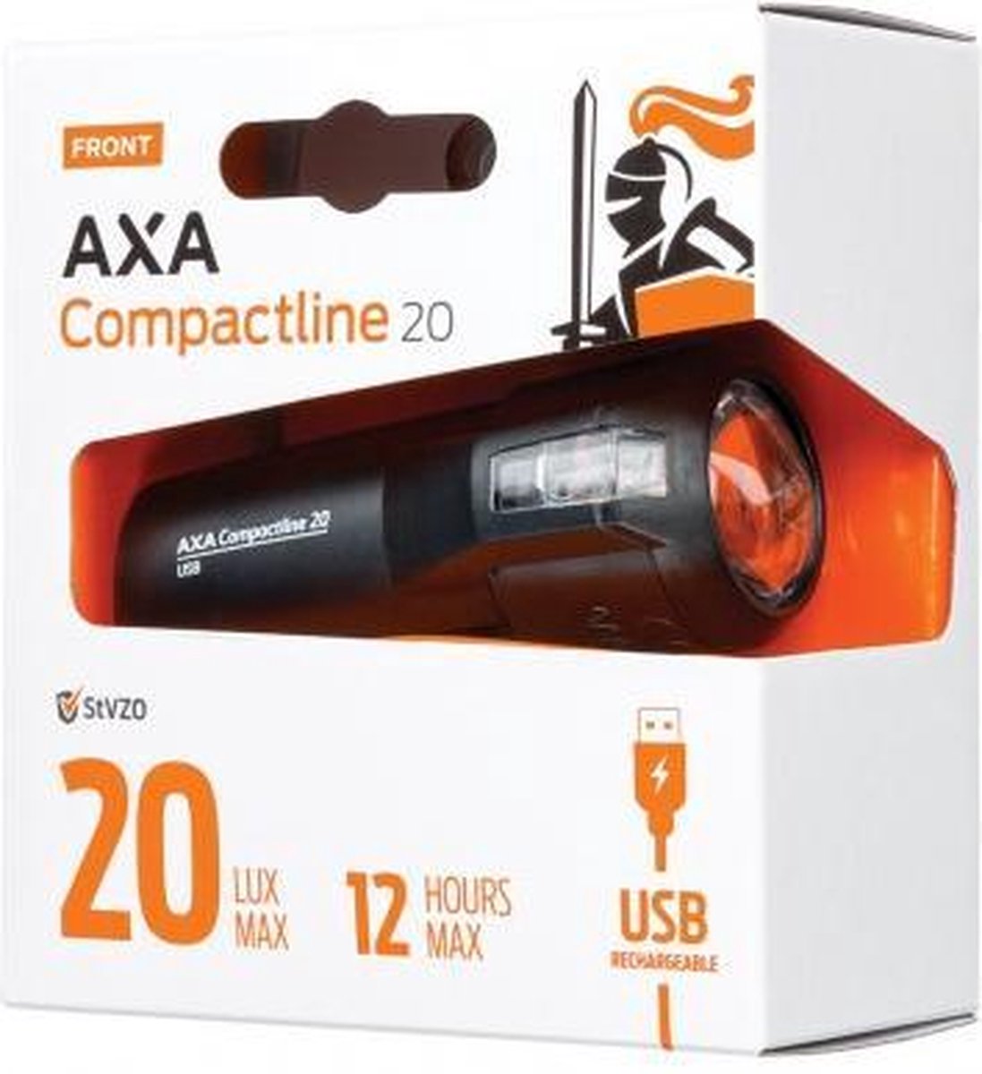 AXA koplamp Compactline 20 Lux - Zwart
