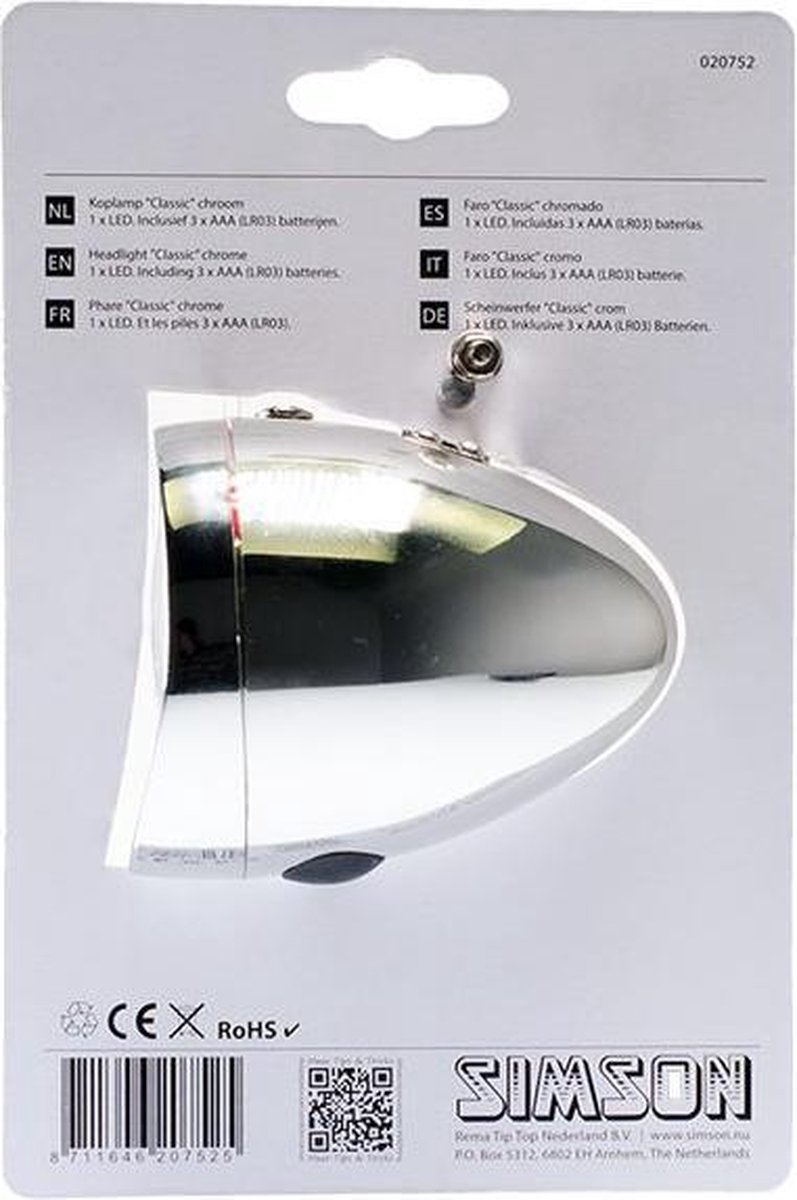 Simson voorlicht Classic led 9 x 7 x 7 cm zilver - Silver
