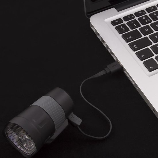 Spanninga koplamp Axendo 40 Lux USB oplaadbaar 65 mm - Zwart