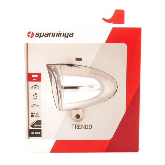 Spanninga koplamp Trendo Xb led 10 Lux batterij 80 mm chroom
